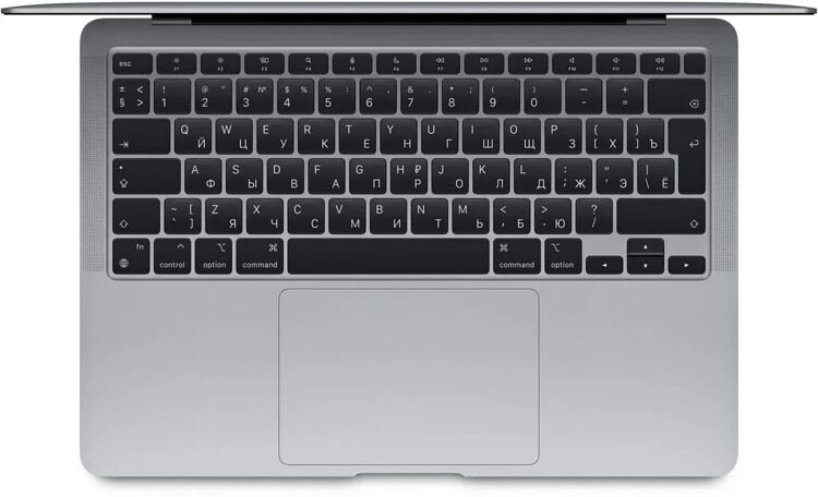 Apple MacBook Air 13 (2020) Ноутбук 13.3", Apple M1 (8C CPU, 7C GPU), RAM 8 ГБ, SSD 256 ГБ, Apple M1, macOS, (MGN63RU/A), серый, Русская раскладка