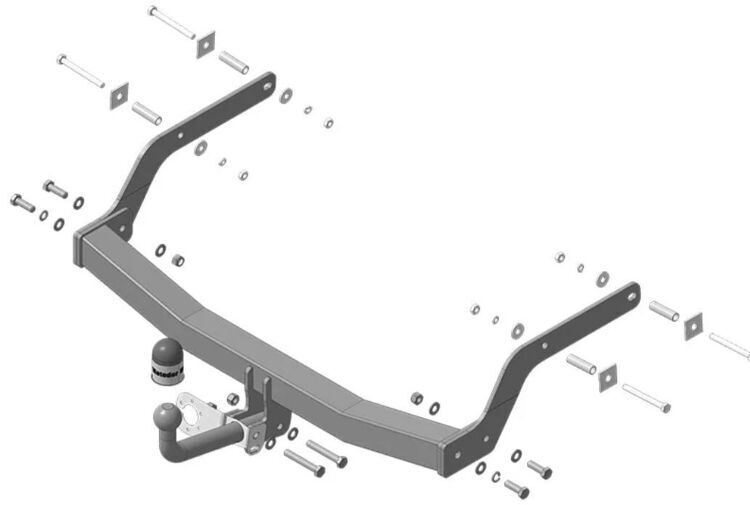91715-A Фаркоп Motodor Renault Arkana c 2019 (оцинк. Шар) (без электрики)