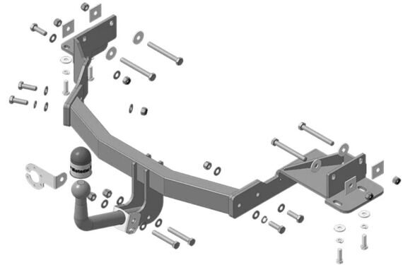 91006-A Фаркоп Motodor Kia Sorento Prime 2015-2018, 2018-н.в; Hyundai Santa Fe 2018-н.в (оцинк. Шар) (без электрики)